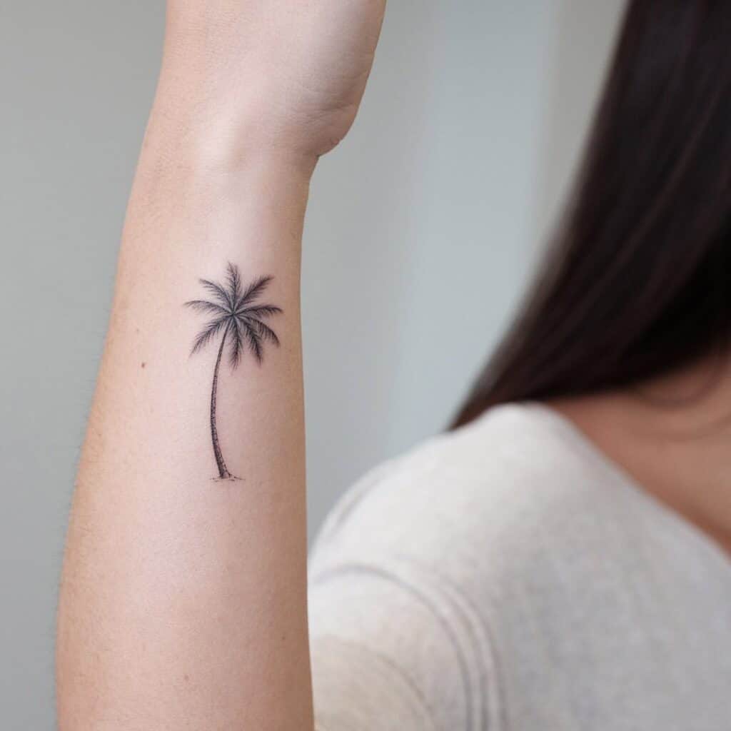 14. A palm tree wrist tattoo
