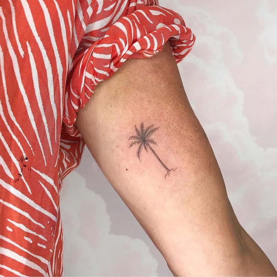 17. A hand-poked palm tree tattoo