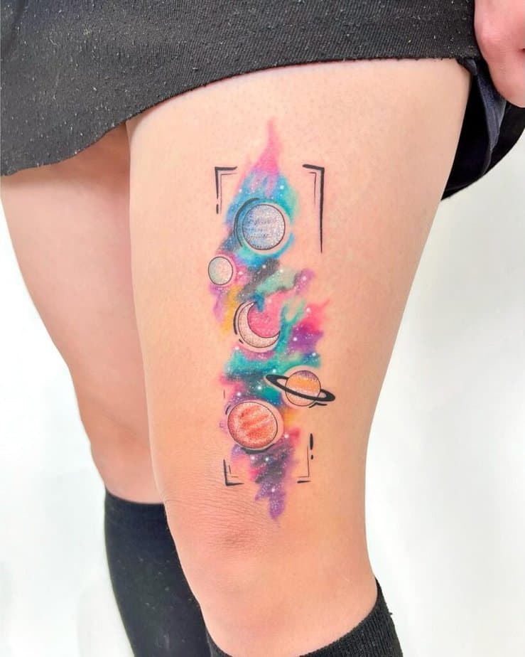 Colorful space tattoos