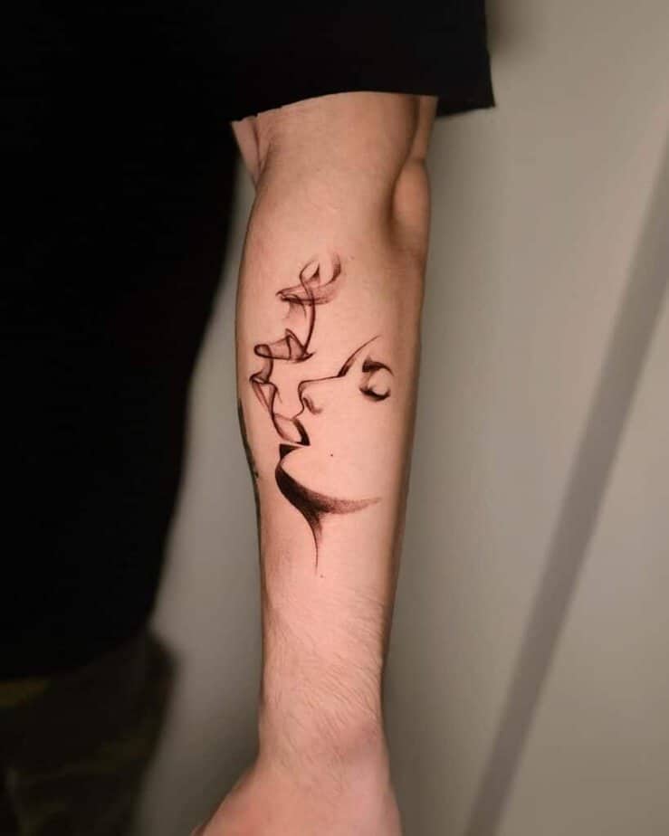 7. A tattoo of a person smoking
