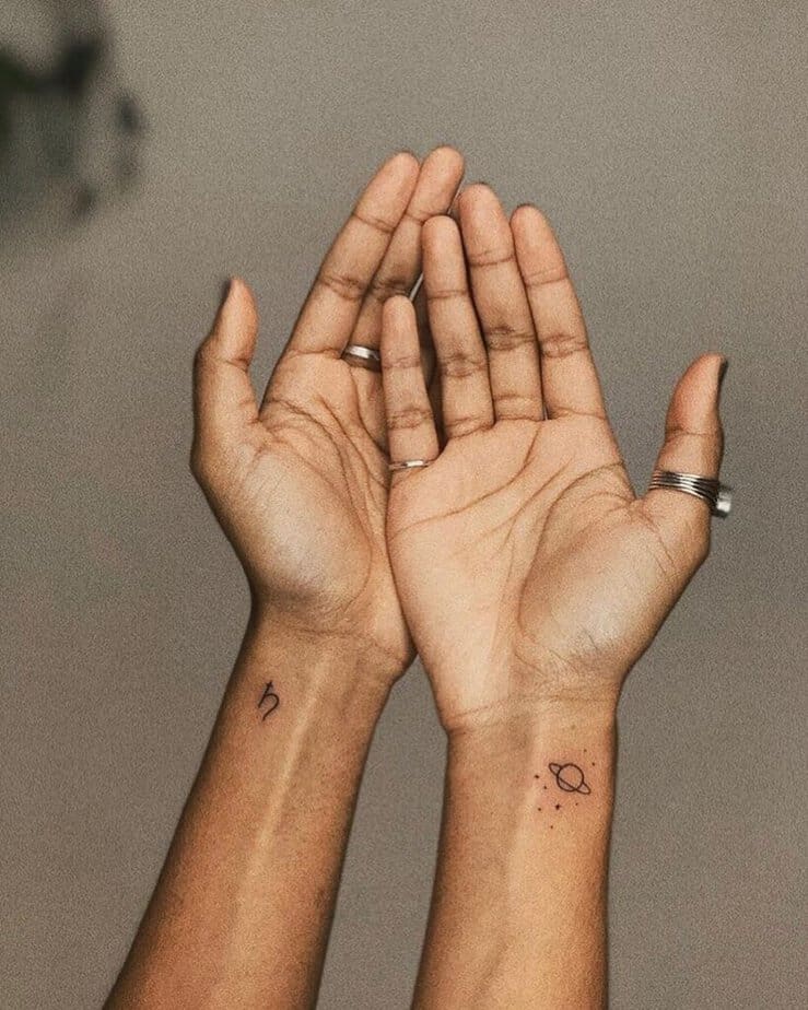 17. A tiny Capricorn tattoo on the wrist