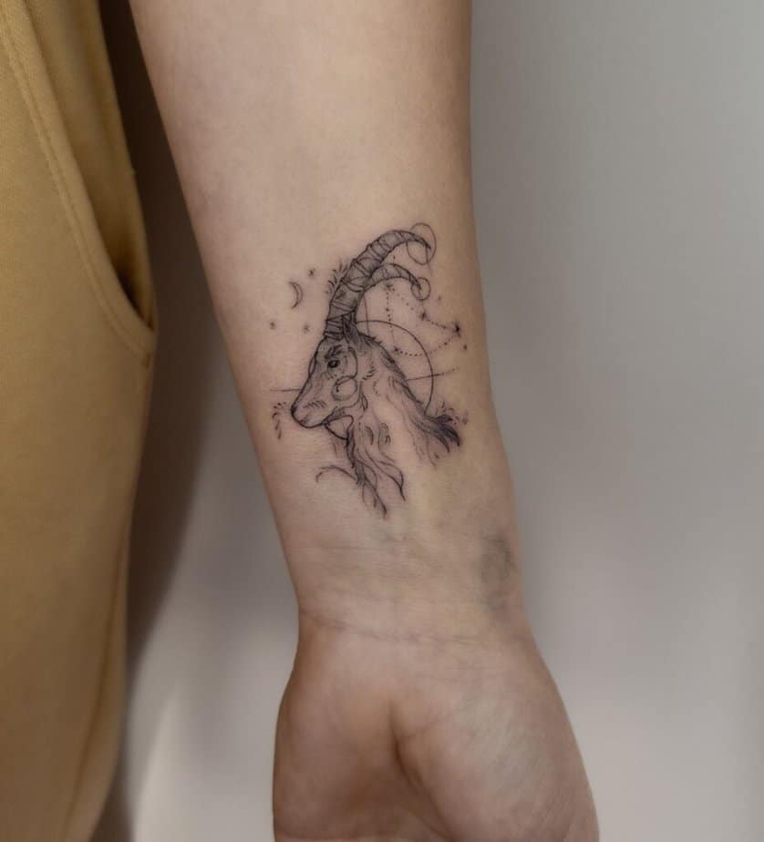 8. A Capricorn sea goat tattoo on the wrist