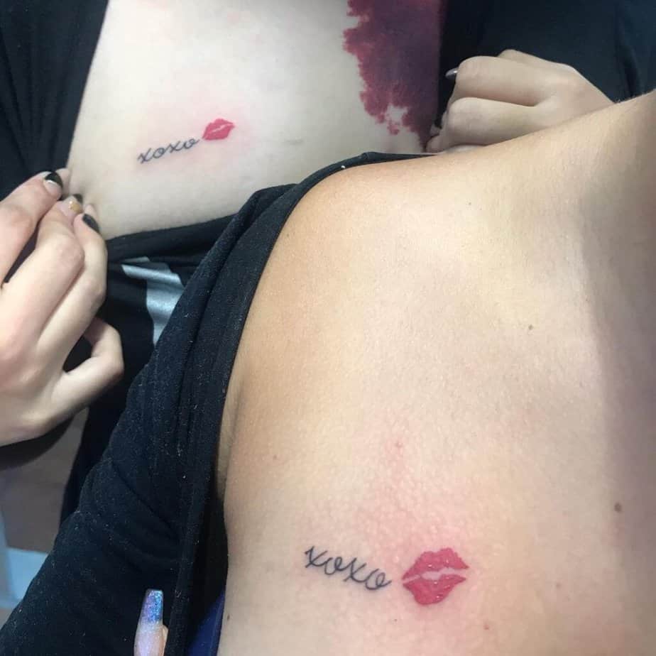 Matching XOXO tattoos