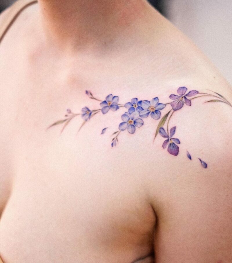 21 alluring violet flower tattoos for a delicate expression