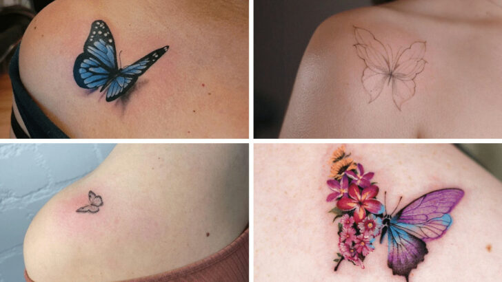 21 idee di tatuaggio a farfalla perfette per la spalla.