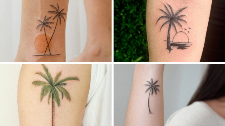 21 potenti idee di tatuaggio di palme per una duratura atmosfera estiva.