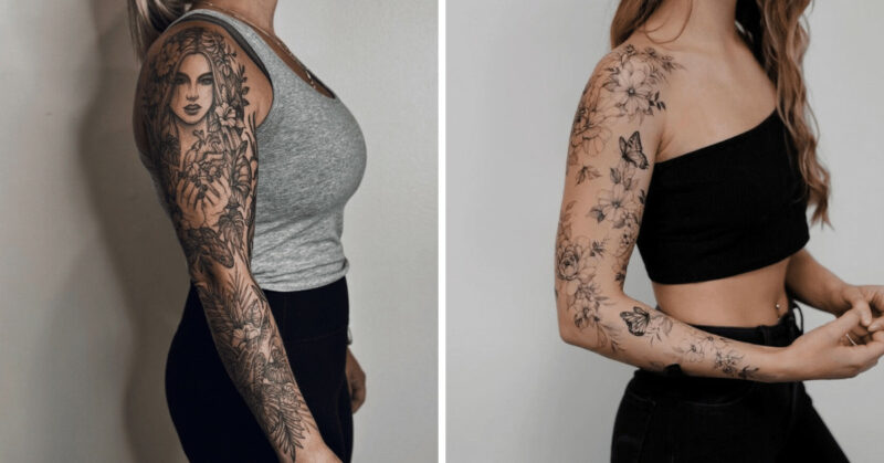 21 tattoo sleeves for women from feminine to edgy