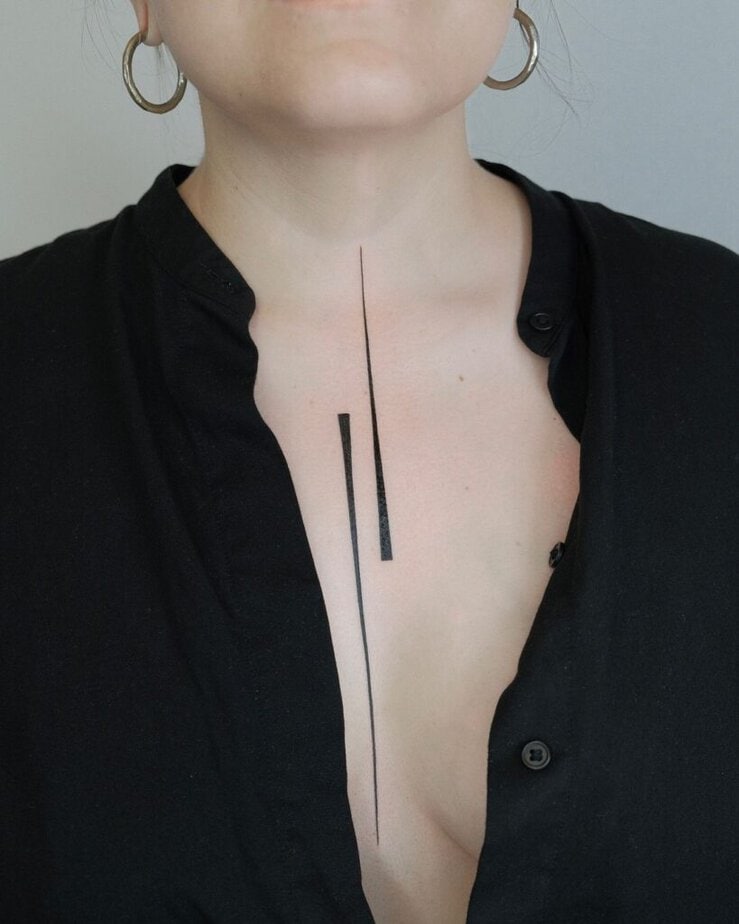 20. An abstract tattoo of two straight lines