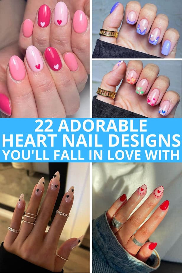 22 Adorabili disegni per unghie a forma di cuore di cui ti innamorerai