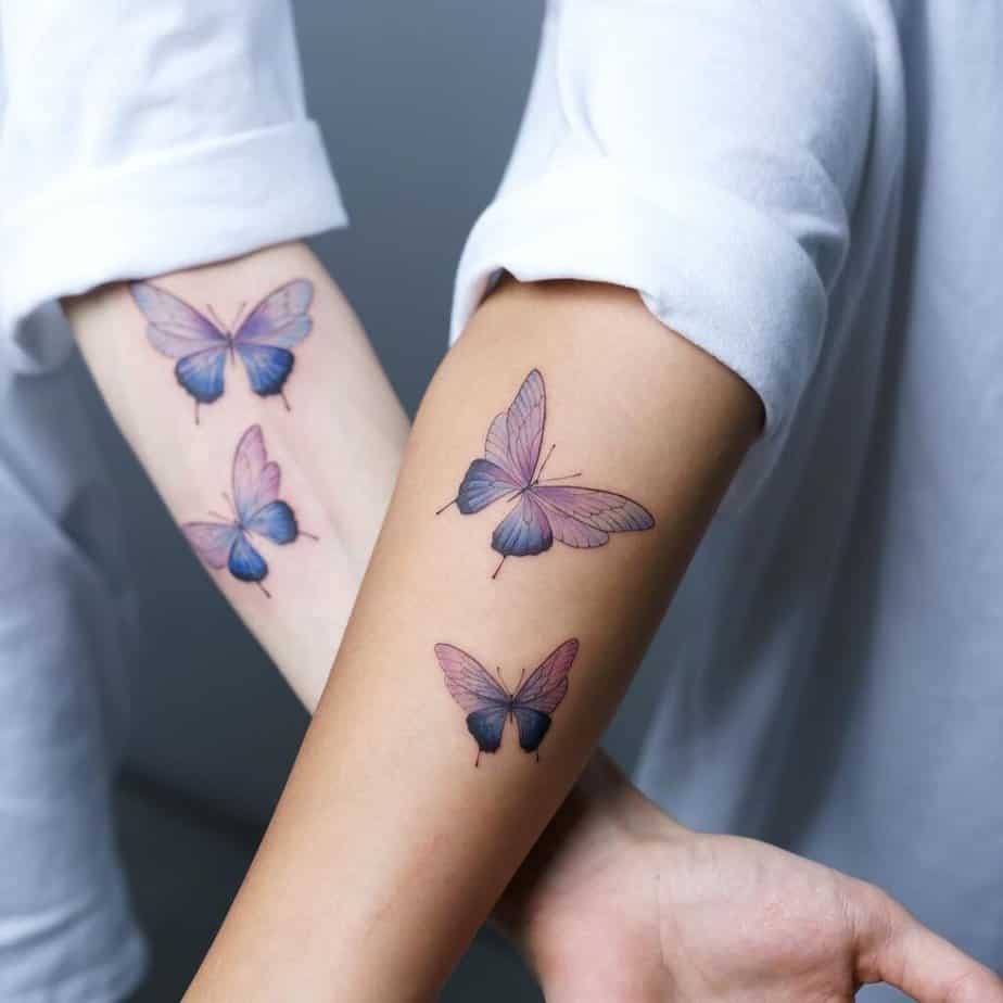 15. A matching butterfly tattoo on the hand 