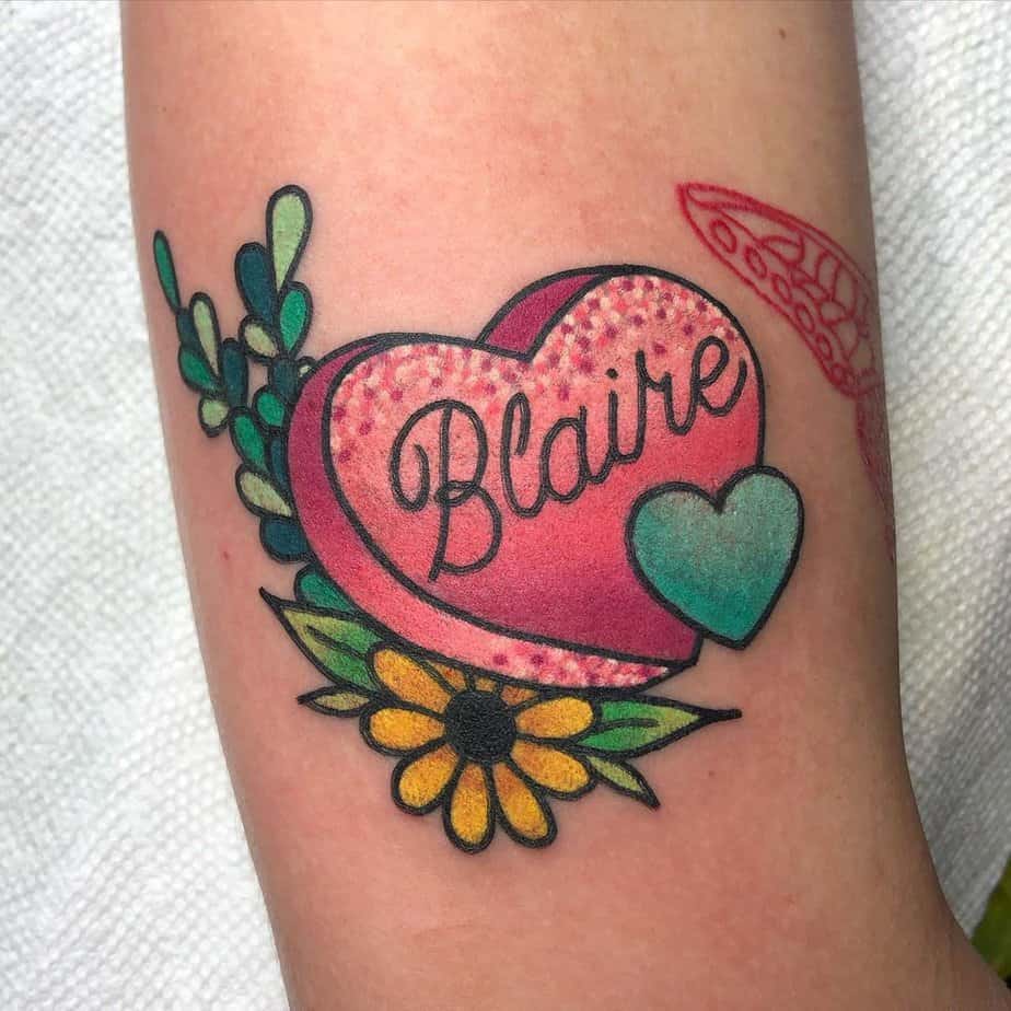 4. A candy heart tattoo with your name
