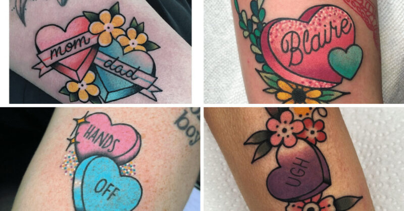 22 Cute Candy Heart Tattoos To Inspire Your Next Ink