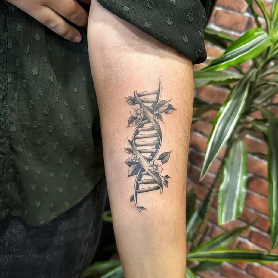 10. A DNA strand with flowers