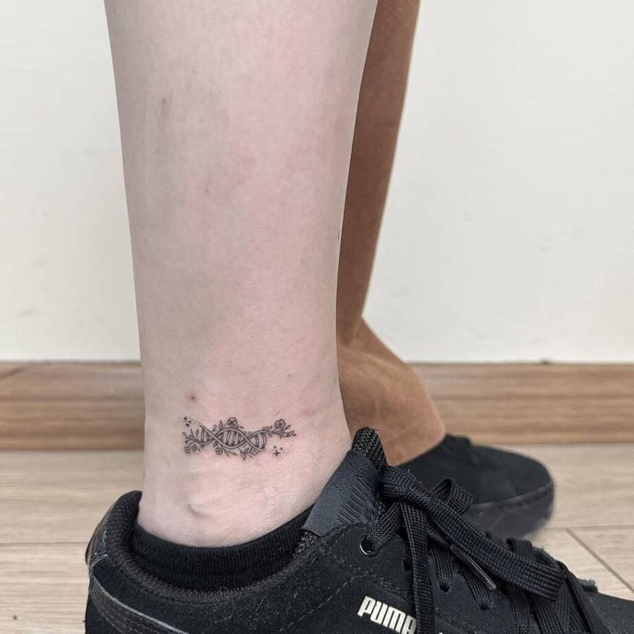 13. A tiny DNA ankle tattoo