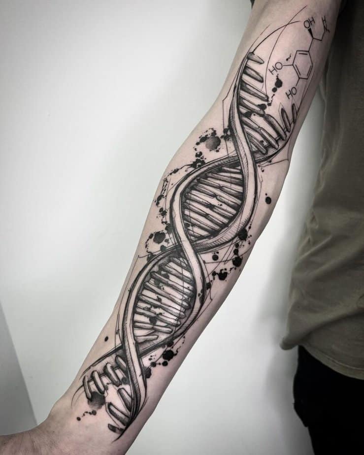 3. Un tatuaggio con schizzo di DNA
