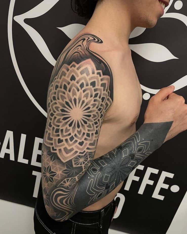 14. A mandala sleeve tattoo 