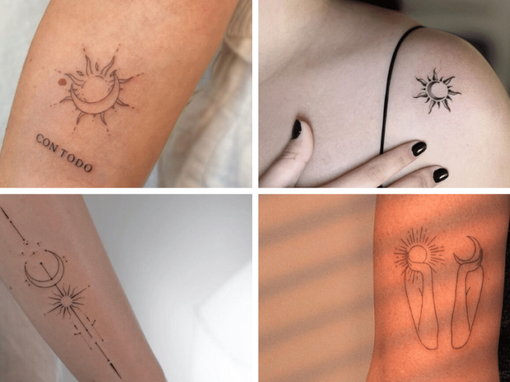 22 Etheral Sun And Moon Tattoos For Effervescent Night Owls