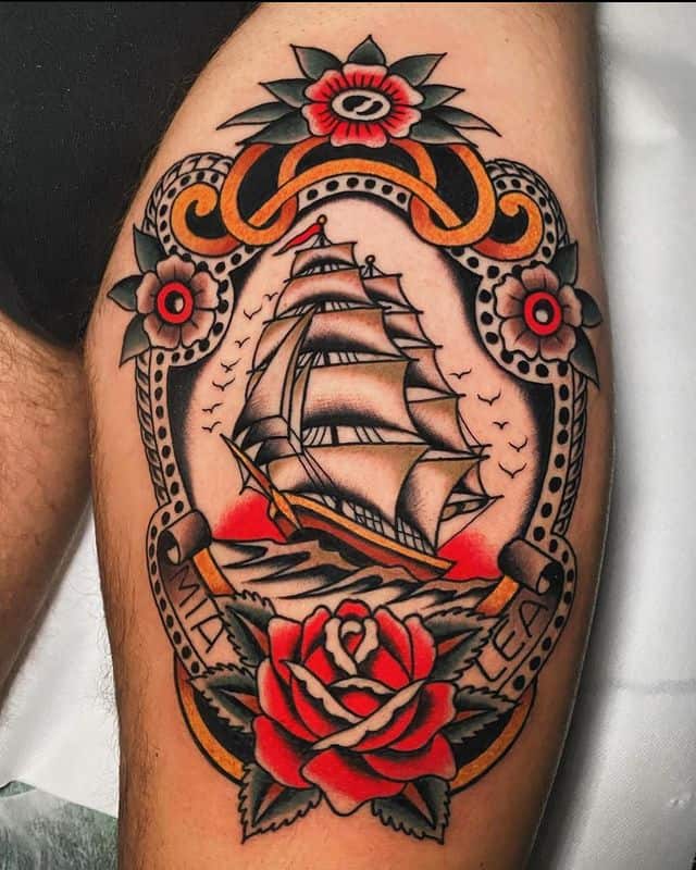 2. Traditional ship tattoo