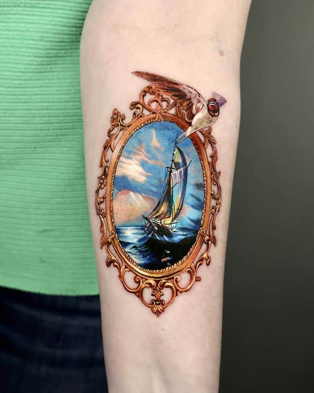 6. Stunning sailing ship tattoo