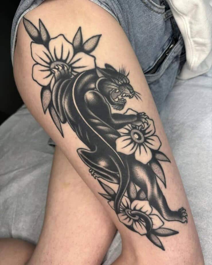 3. A panther with flowers 