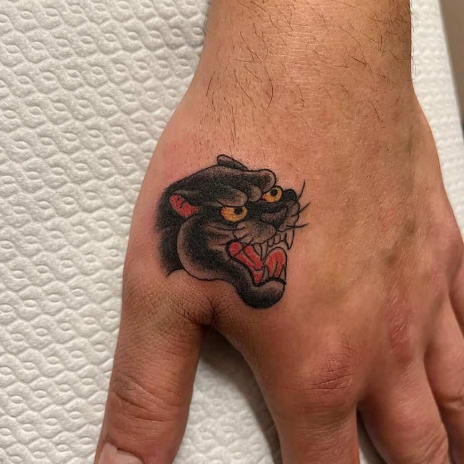 8. A panther tattoo on the wrist 