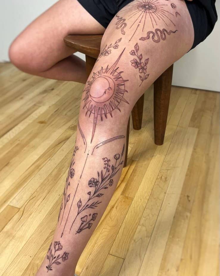2. Tatuaggi patchwork sulla gamba 