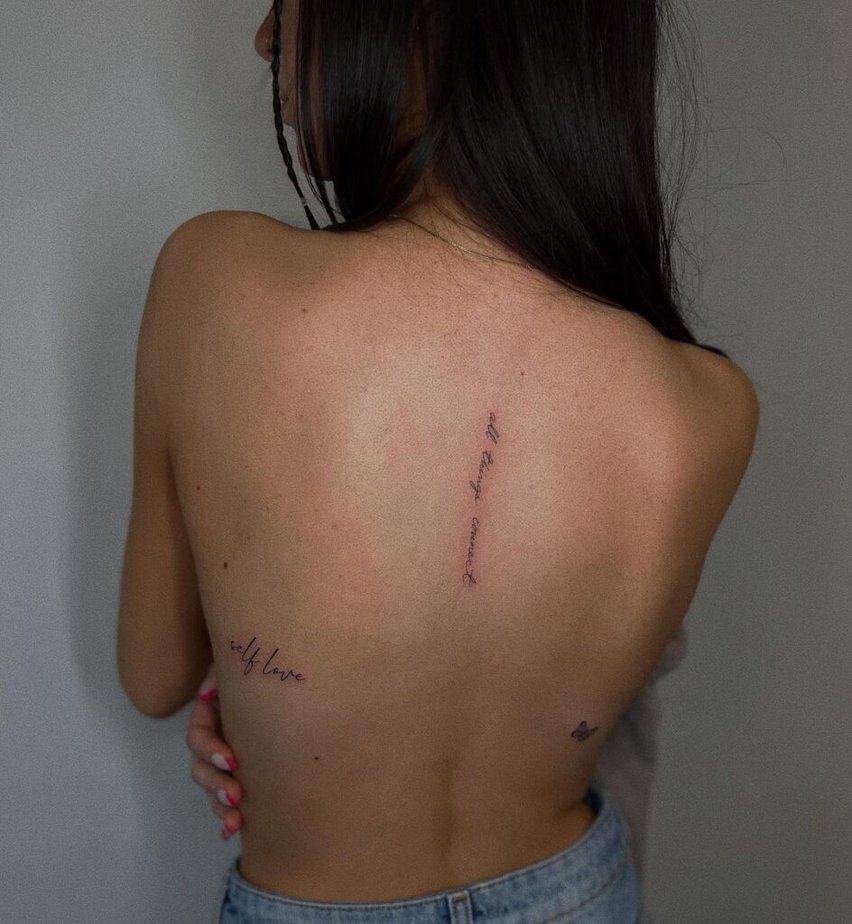 9. Minimalistic patchwork tattoos on the back 
