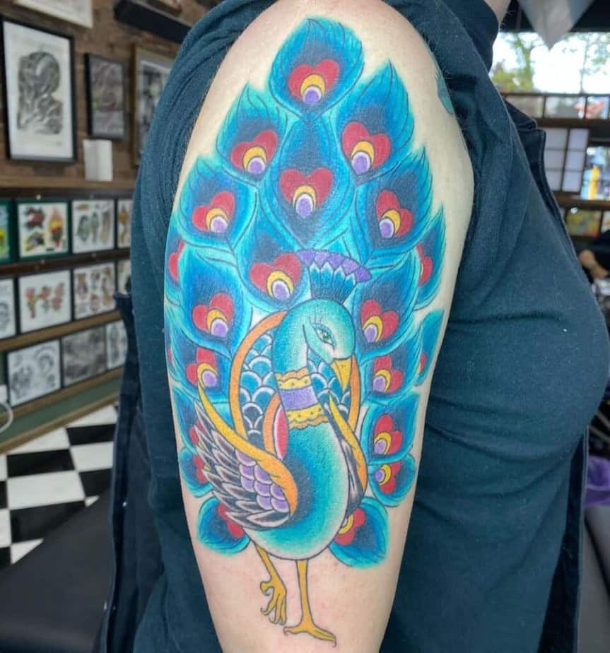 18. A cartoon peacock