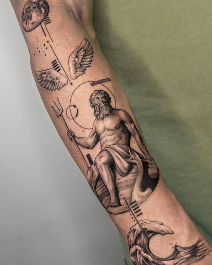 Geometric Poseidon tattoos