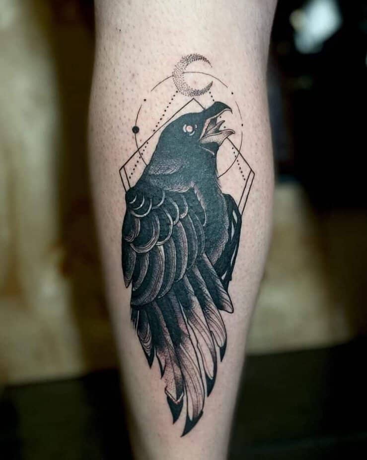 Tatuaggi di corvi neri e grigi