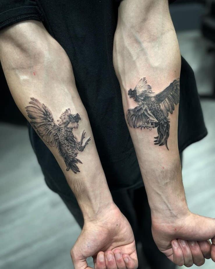 3. A tattoo of a rooster fight 