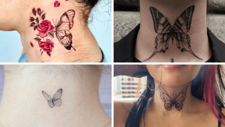 22 tatuaggi sul collo a farfalla che dimostrano il potere della semplicità.