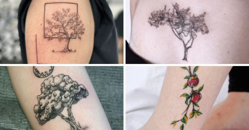 22 seriously appealing apple tree tattoos for your next ink