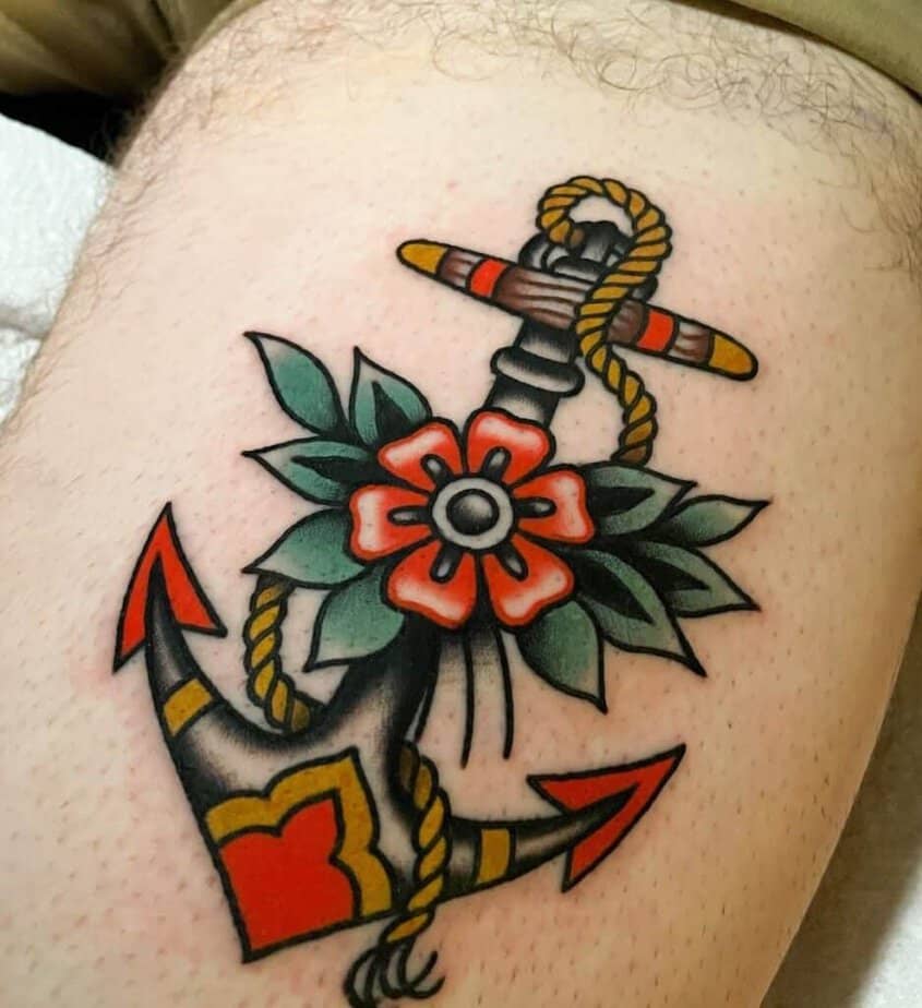 11. Anchor with colorful flower decorations