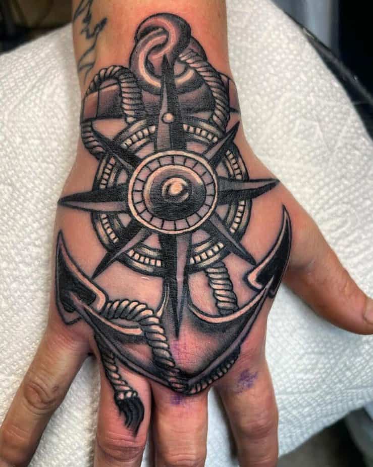 13. Elaborate anchor design on the hand