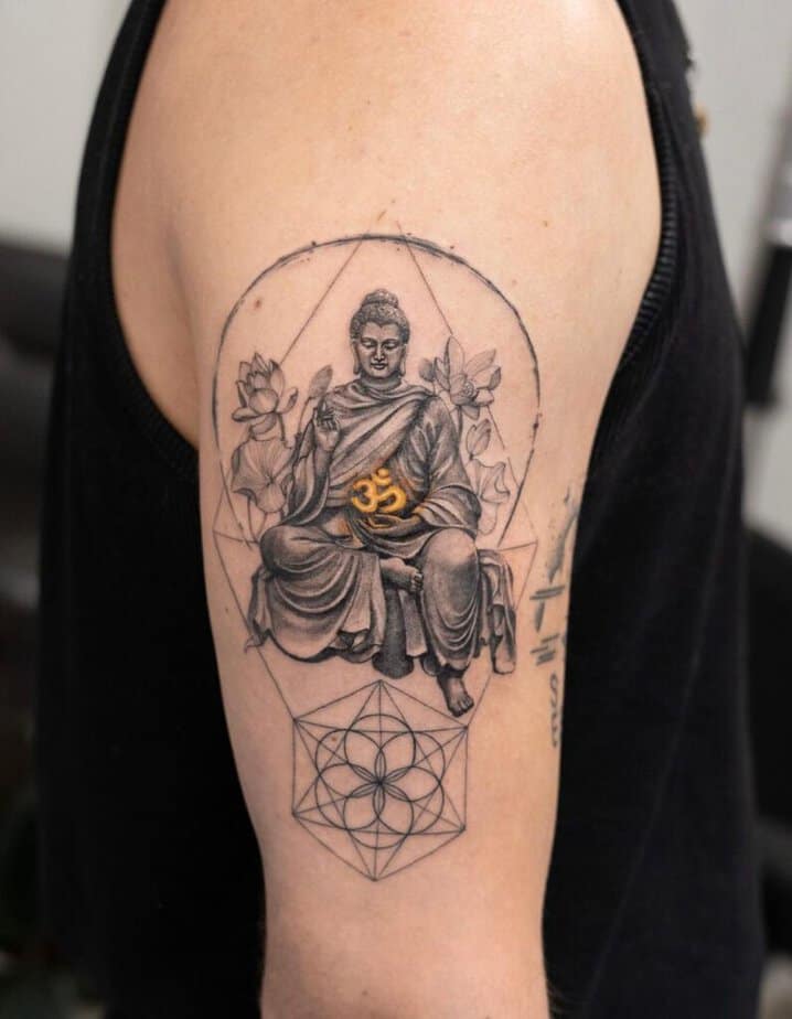 11. A geometric Buddha tattoo 