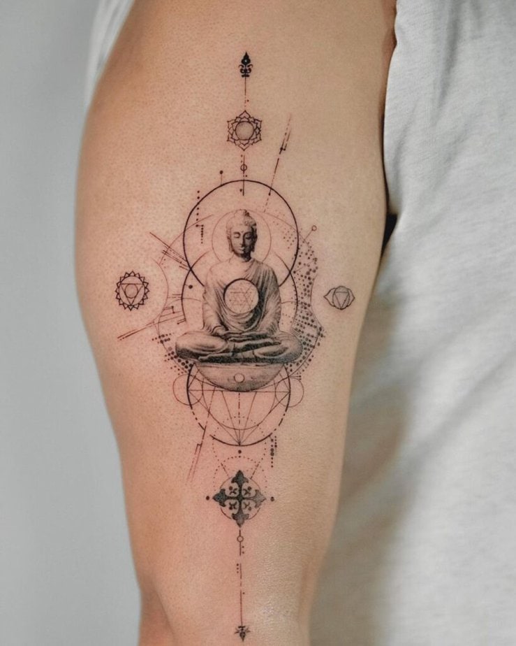 16. A micro-realism Buddha tattoo