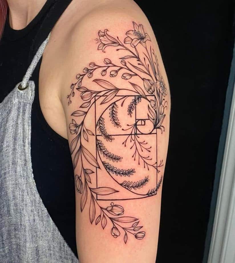 13. A floral Fibonacci tattoo