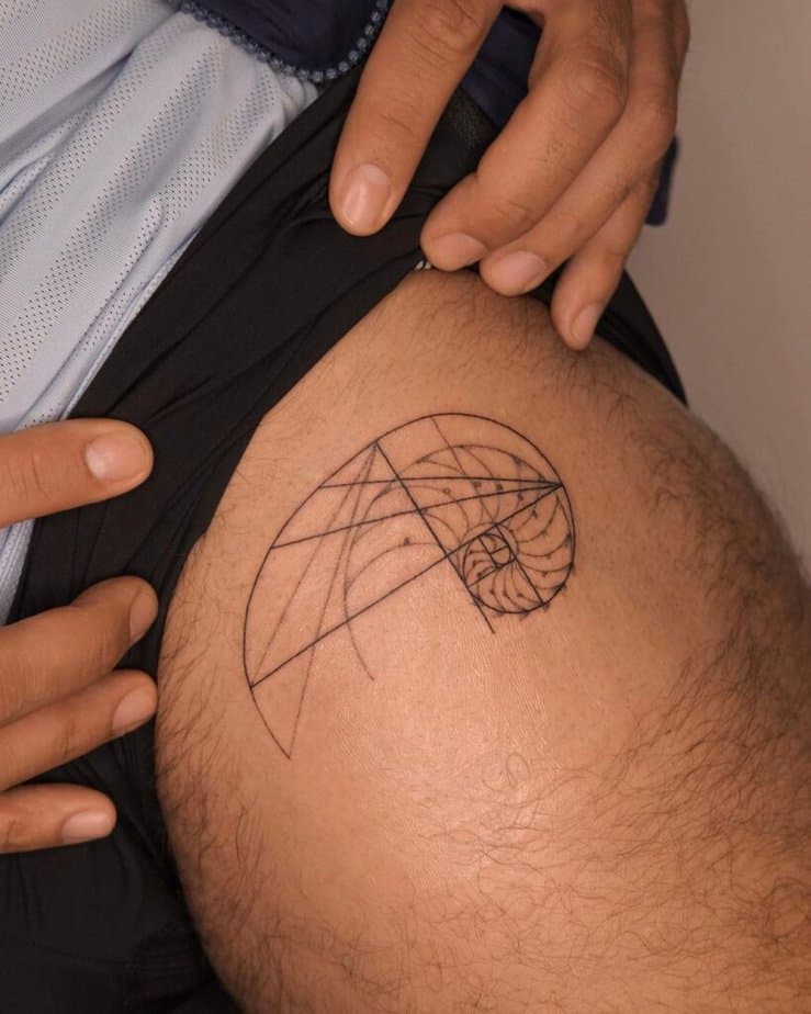 3. A Fibonacci tattoo on the thigh 