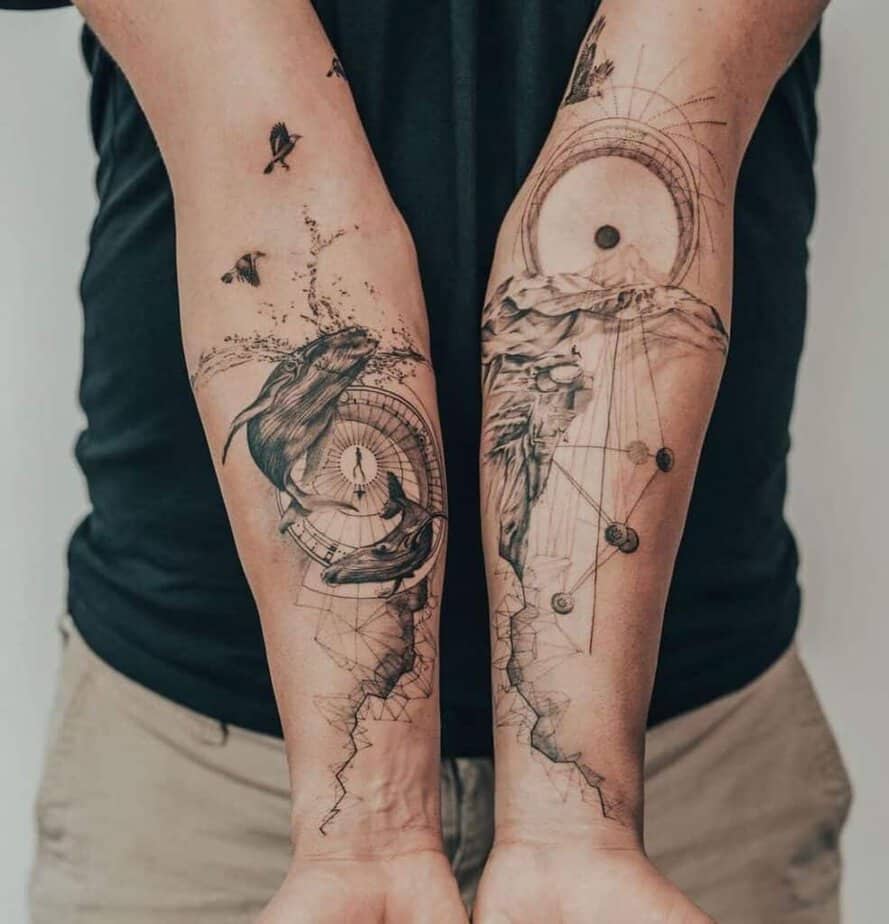 Geometric forearm tattoos for men 