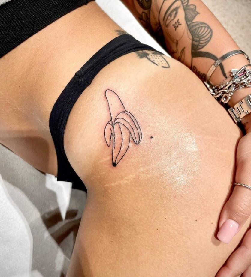 11. A tattoo of a banana on the hip 