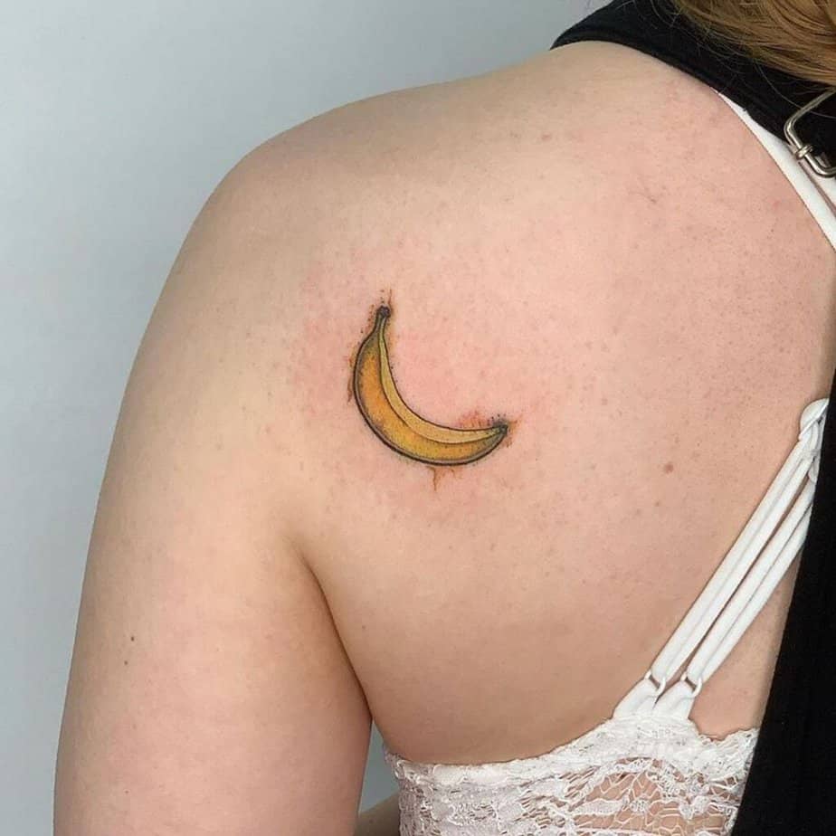 15. A banana tattoo on the back