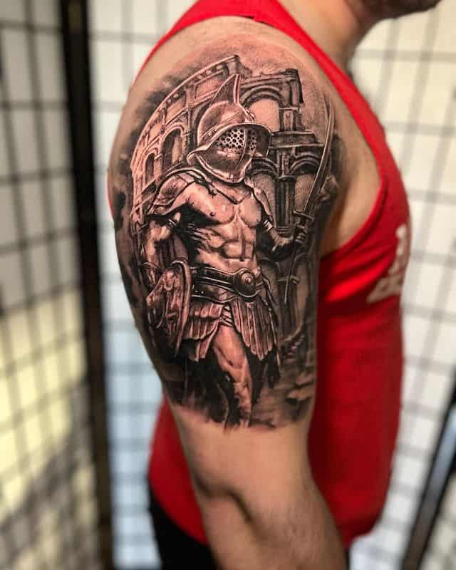 12. Gladiator half-sleeve tattoo