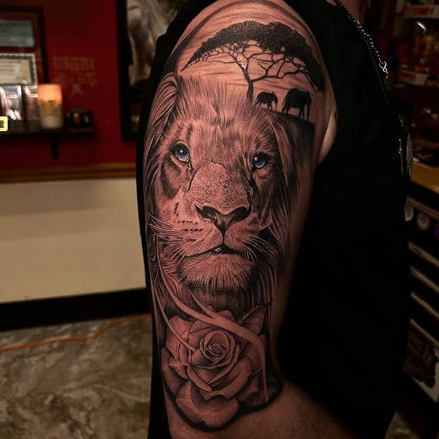 18. Lion and a rose