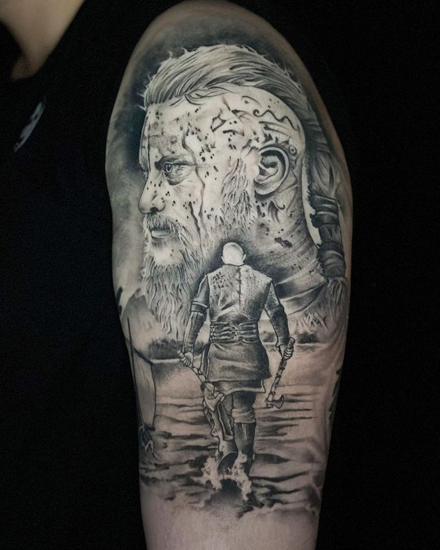 21. Ultimate Viking half-sleeve tattoo