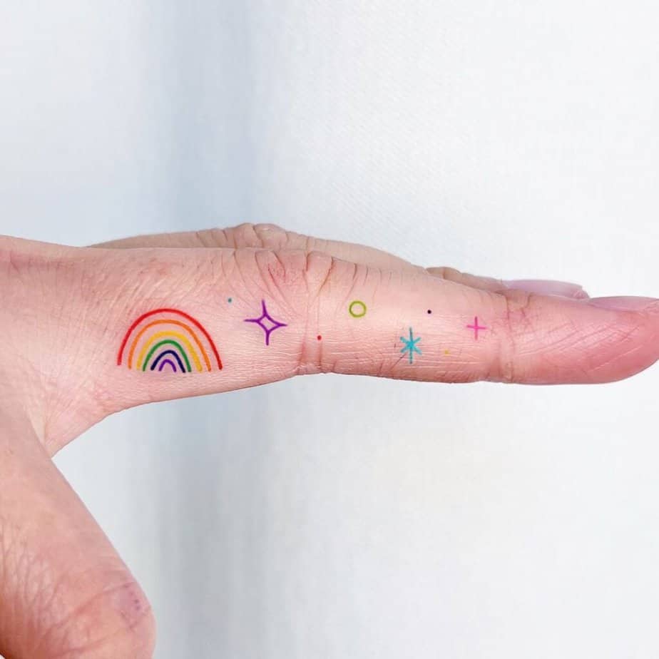 21. A rainbow tattoo on the finger
