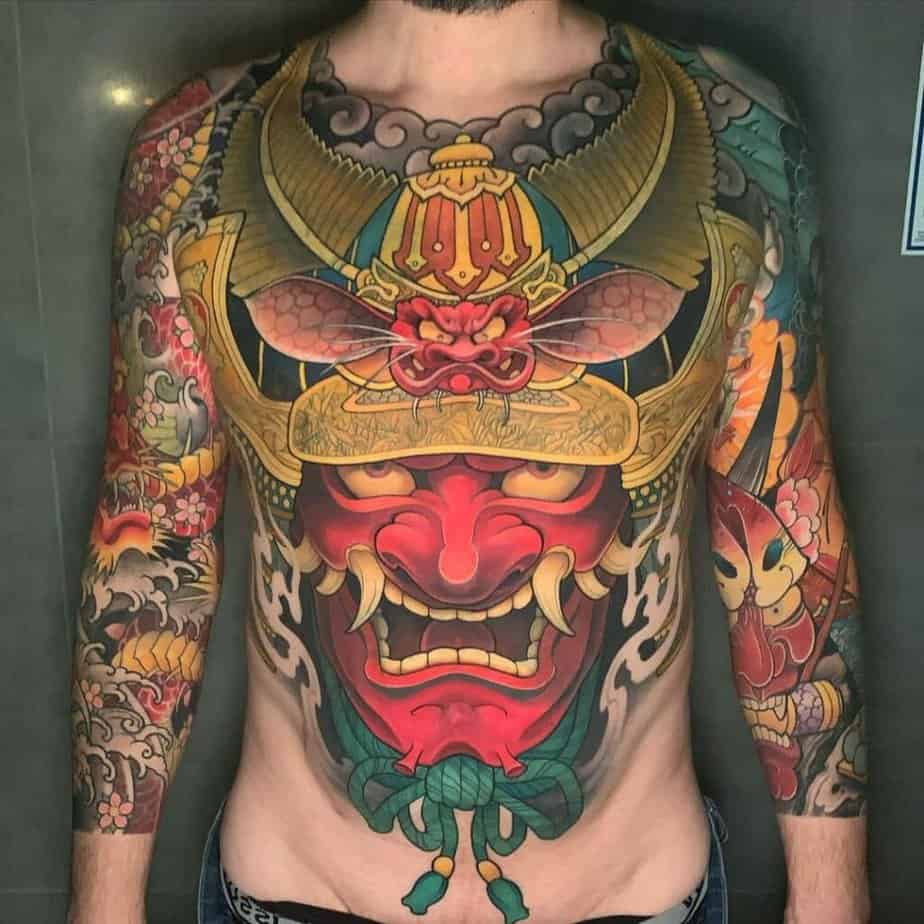 Colorful Samurai tattoo