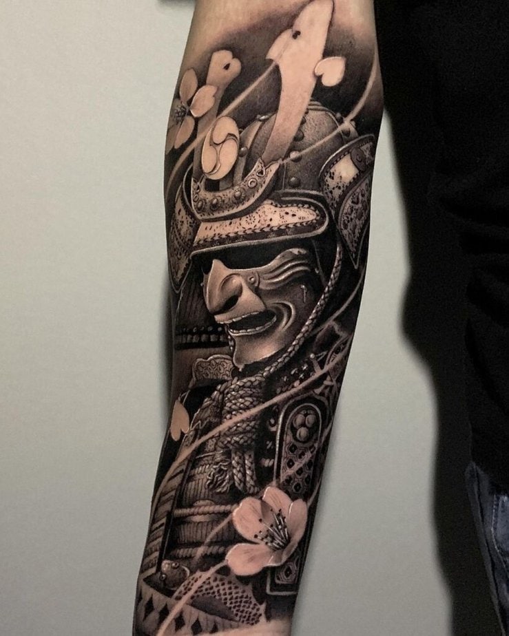 Black and gray Samurai tattoo