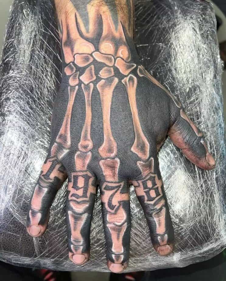 Actual skeleton hand tattoo