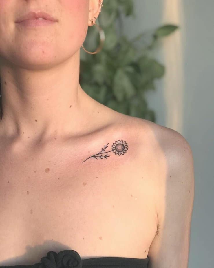 17. A hand-poked sunflower tattoo